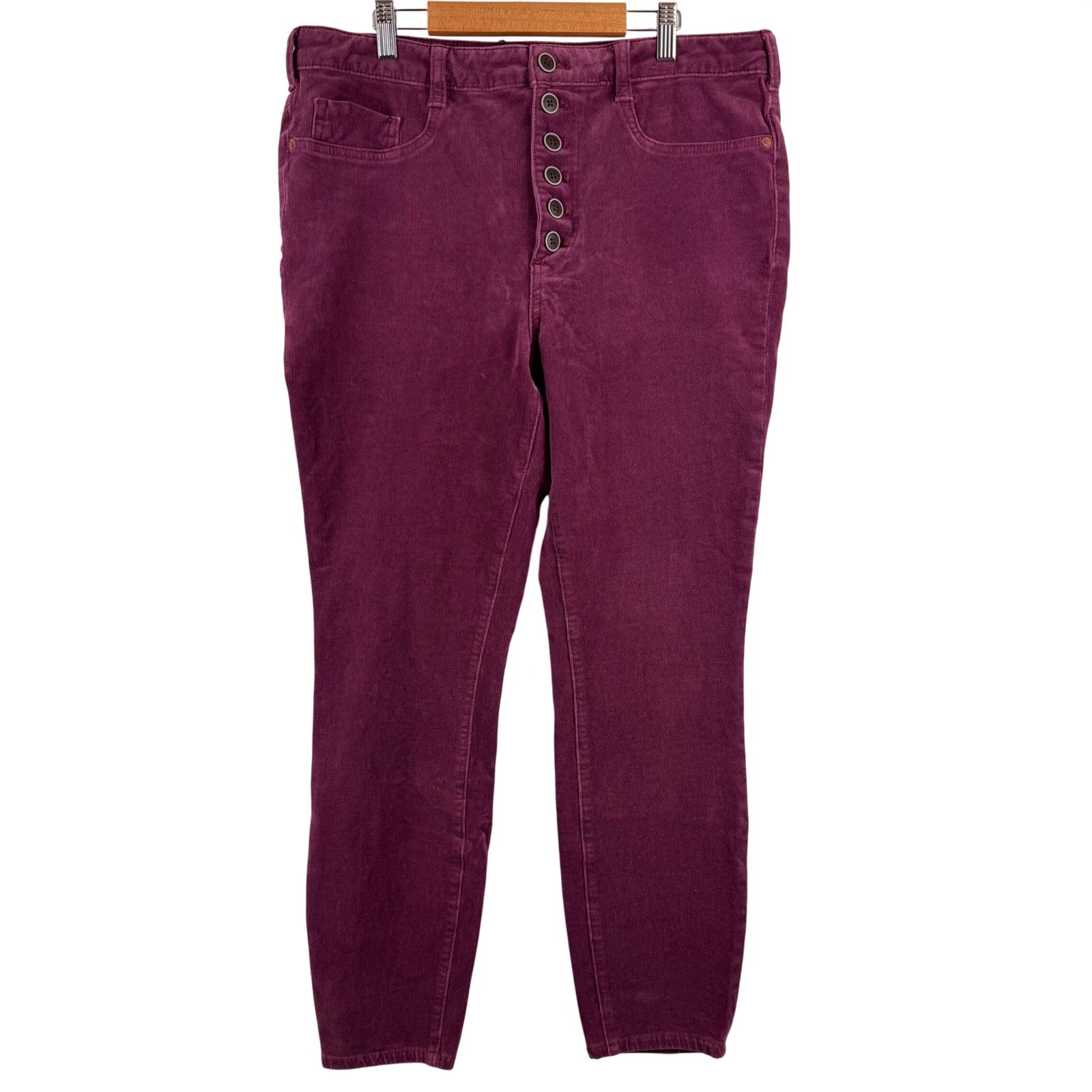 Anthropologie Pilcro Corduroy Pants Women 33t Plum Purple High Rise Skinny